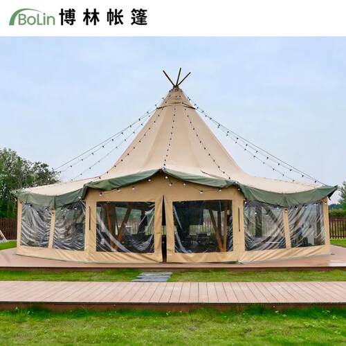 大型tipi印第安帐篷多人聚会大型金字塔大草帽帐篷休闲尖顶帐篷