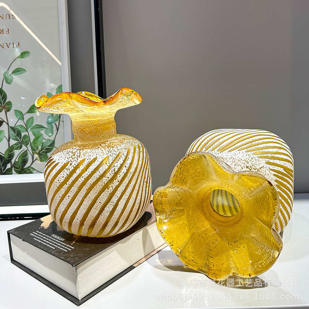 高级感磨刻简约芬顿花瓶餐桌办公室高级装饰创意摆件样板间插花器