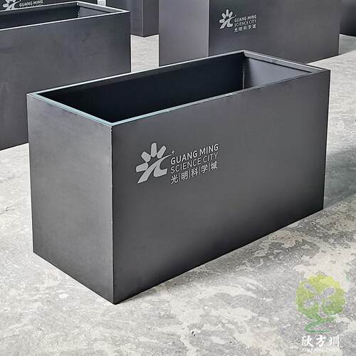 户外304#不锈钢花箱落地式双层金属镀锌板黑色喷粉烤漆花盆容器