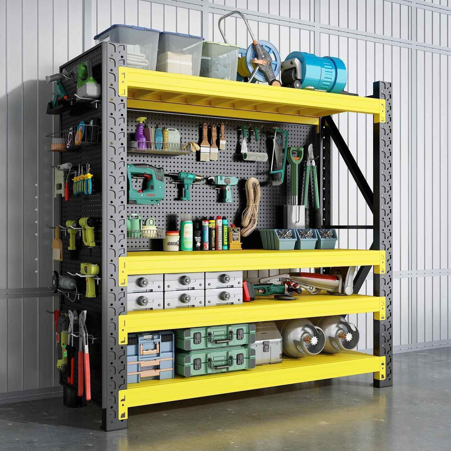 仓储货架多层置物架落地超市车库快递家用收纳架带洞洞板储物架