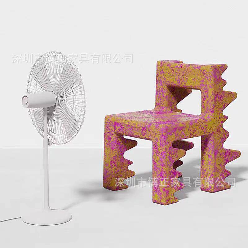 设计师家具摩登现代简约异形玻璃钢彩绘休闲靠背椅创意个性单人椅