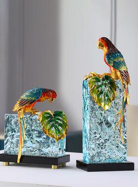 轻奢珐瑯彩高档花瓶客厅玄关装饰摆饰高端大气高级感玻璃工艺艺术