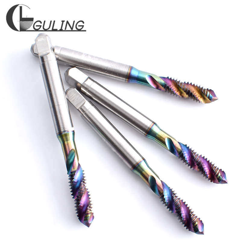 台湾GULING铝专用七彩涂层螺旋丝攻M2/4/6/20机用盲孔丝锥美制UNC