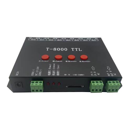 T-8000TTL 幻彩编程控制器8个端口可输出带SD卡LED全彩同步控制器