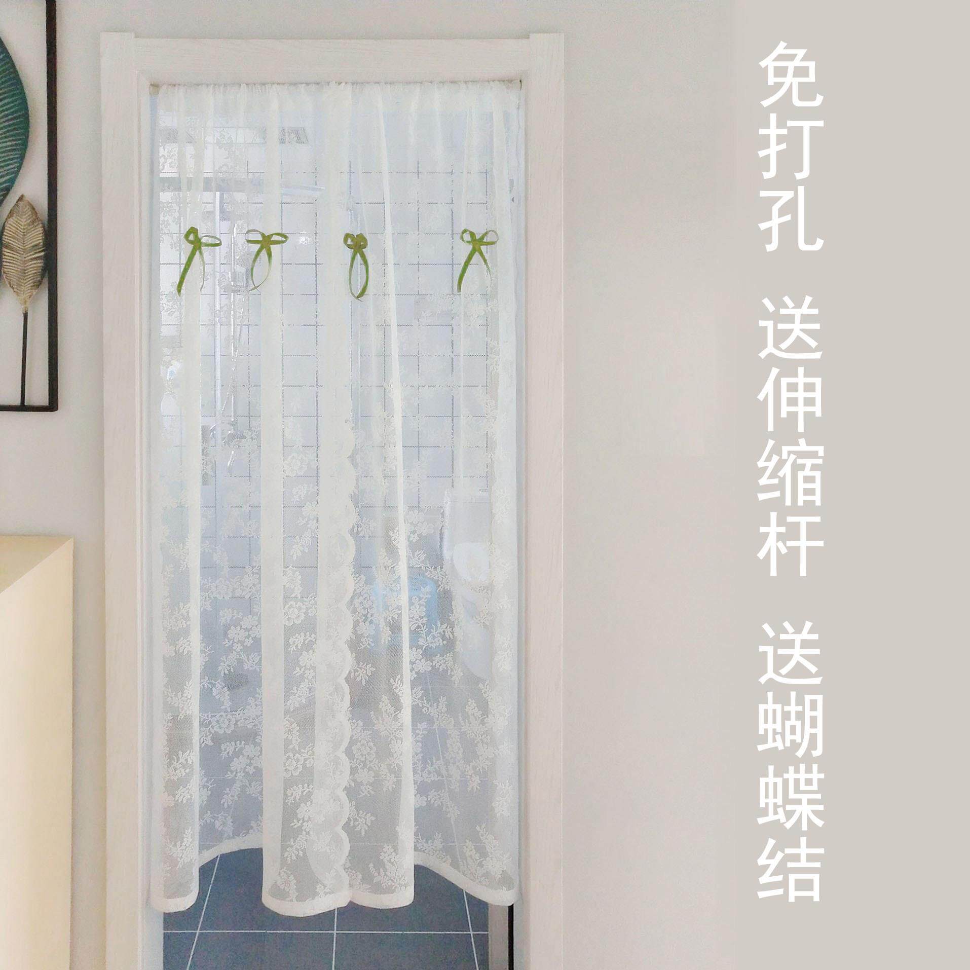 欧式波浪边蕾丝门帘窗帘纱穿杆半帘韩式田园风床幔抖音隔断窗橱窗