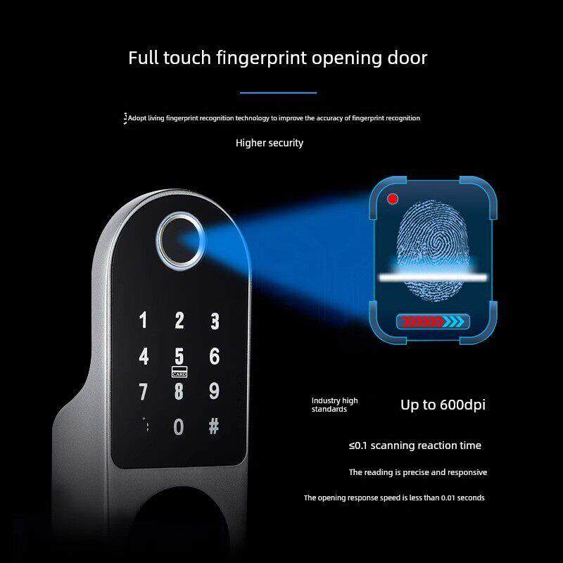 铁门指纹锁老式门改智能门锁不锈钢门出租房电子通通锁牛头密码锁