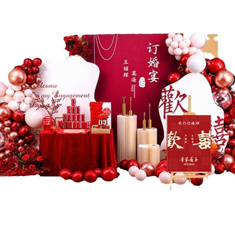板套餐摆件装饰背景定制板场景墙kt背景红迎宾订婚宴全套网牌布置