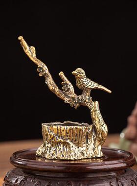 黄铜新中式复古风创意家居纯铜喜上眉梢摆件线香香插线香炉香薰炉