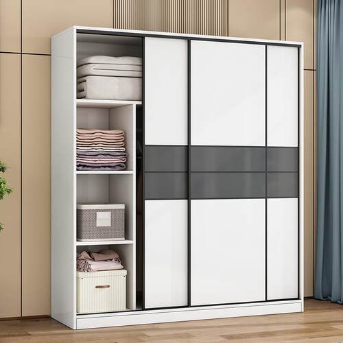 7简易衣柜家用卧室实木拉门组装衣橱出租房用简约现代经济型柜