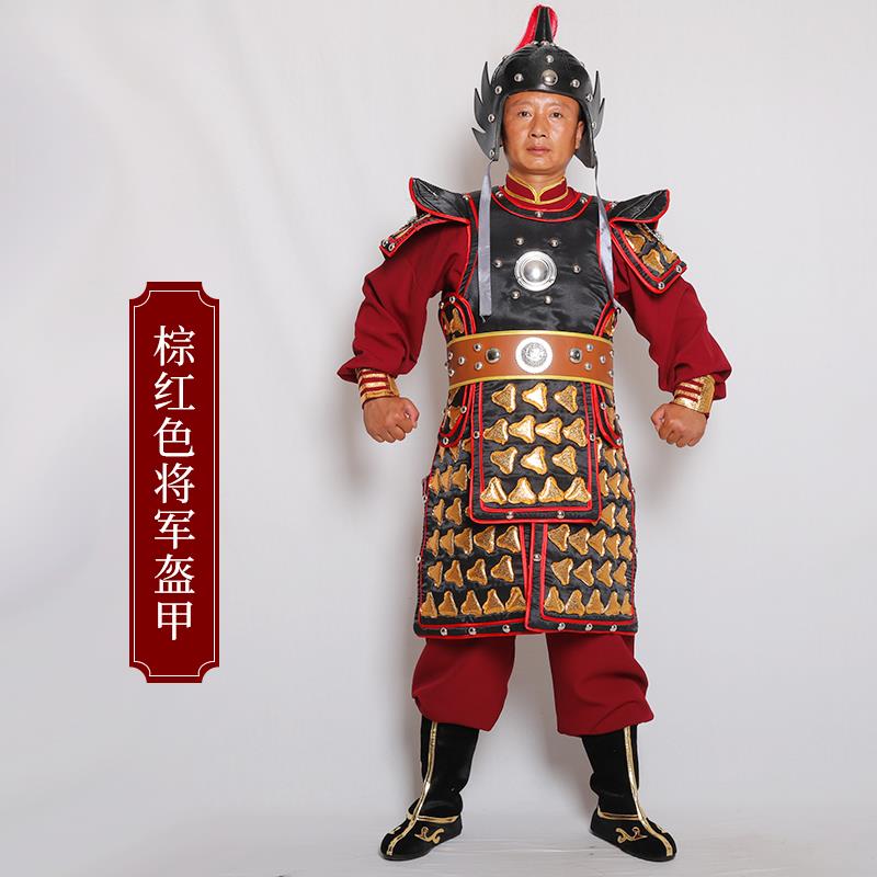 高档古代将铠甲服战袍盔甲可属穿真人金古装将军元帅衣服影视军演