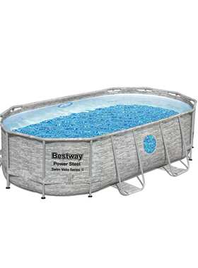 户外戏水游泳池家庭椭圆加厚支架水池bestway56714池 窗口 套装