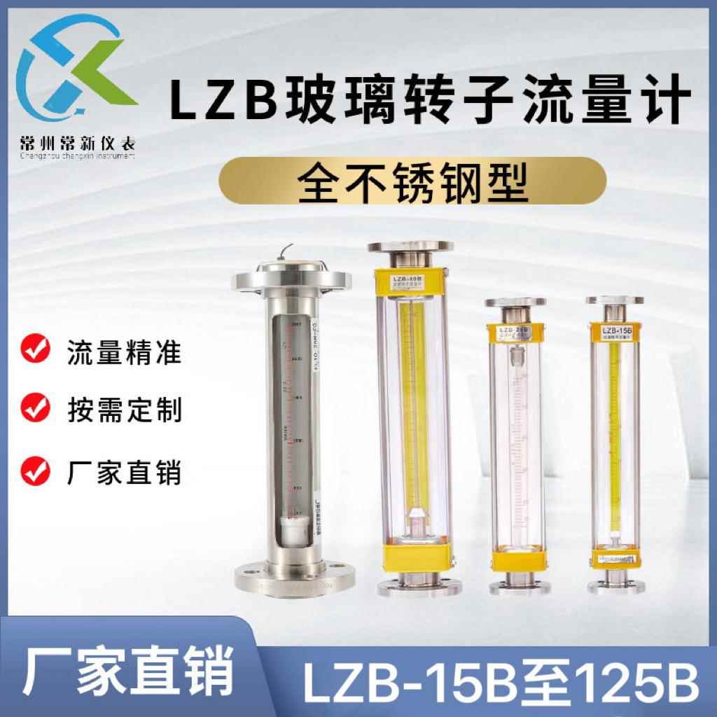 常州常新LZB-40B玻璃转子流量计不锈钢DN40法兰式安装浮子高精度