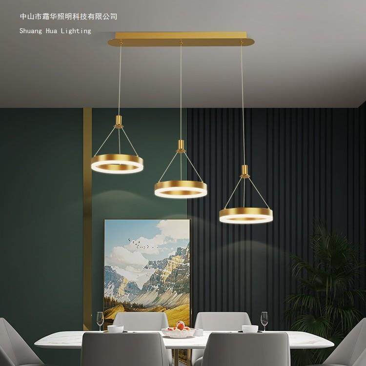 北欧轻奢黑金三头餐厅吊灯现代简约全铜网红吧台灯家用创意餐桌灯