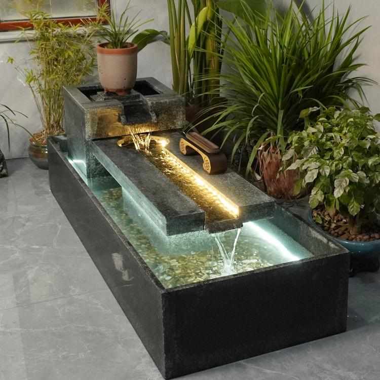 瀑布叠水庭院小型水景花园别墅景观循环流水摆件流水喷泉阳台摆件
