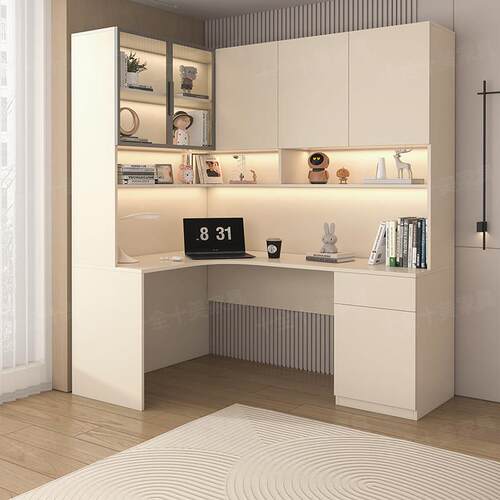 转角书桌书架一体桌书柜组合家用学生书桌卧室办公桌L型电脑桌