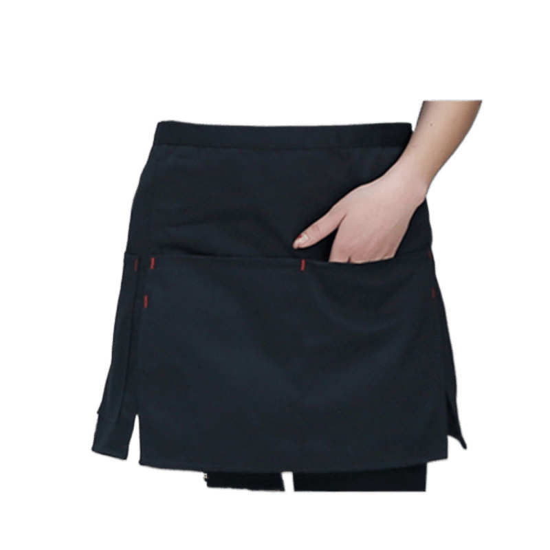 短款半截半身围裙酒店咖啡厅奶茶店服务员工作服围腰带口袋好看新