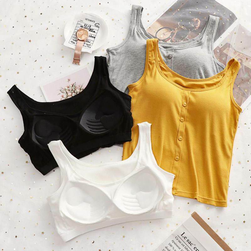 孕妇内搭短款吊带背心大码胖mm胸垫一体修身外穿无袖内衣美背