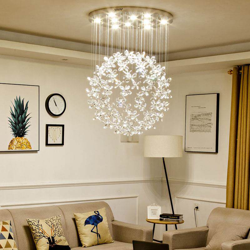 餐厅水晶吊灯圆形客厅卧室灯简约现代轻奢创意服装店楼梯