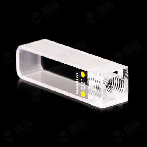 10mm石英螺纹密闭比色皿 两通光3.5ml 粉融工艺 透紫外 M10螺纹盖