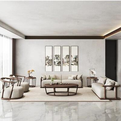 美黑胡桃木实约木沙发组合现代简客厅新中三人位高端轻奢家VMU北