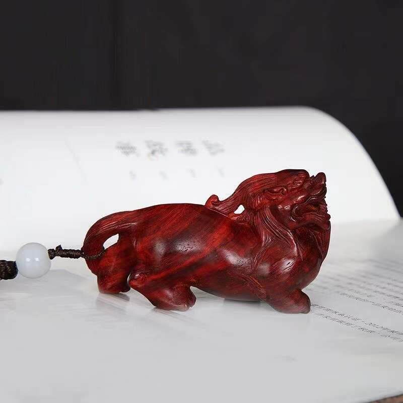 紫檀貔貅手把件文玩摆件男士随身把玩木钥匙扣挂件