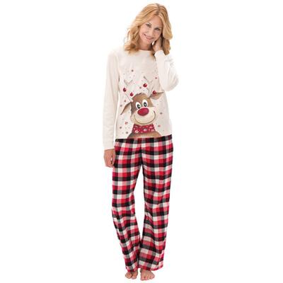 Christmas pajamas family set Cute Reindeer Xmas Plaid jammie