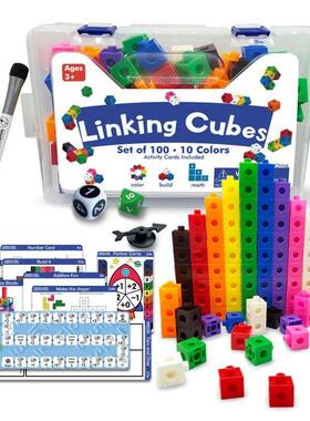 Linking Cubes Math Blocks Toy with Activity Cards 100pcs Num