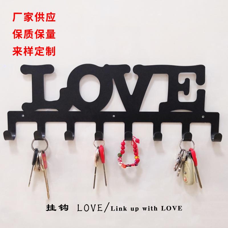 金属挂钩LOVE墙上铁艺粘钩衣帽钩壁挂创意现代简约字母卧室钥匙挂