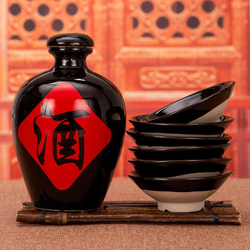 陶瓷小黑碗老式家用古代喝酒碗彷古酒具摔酒碗古风土陶碗水浒传覆