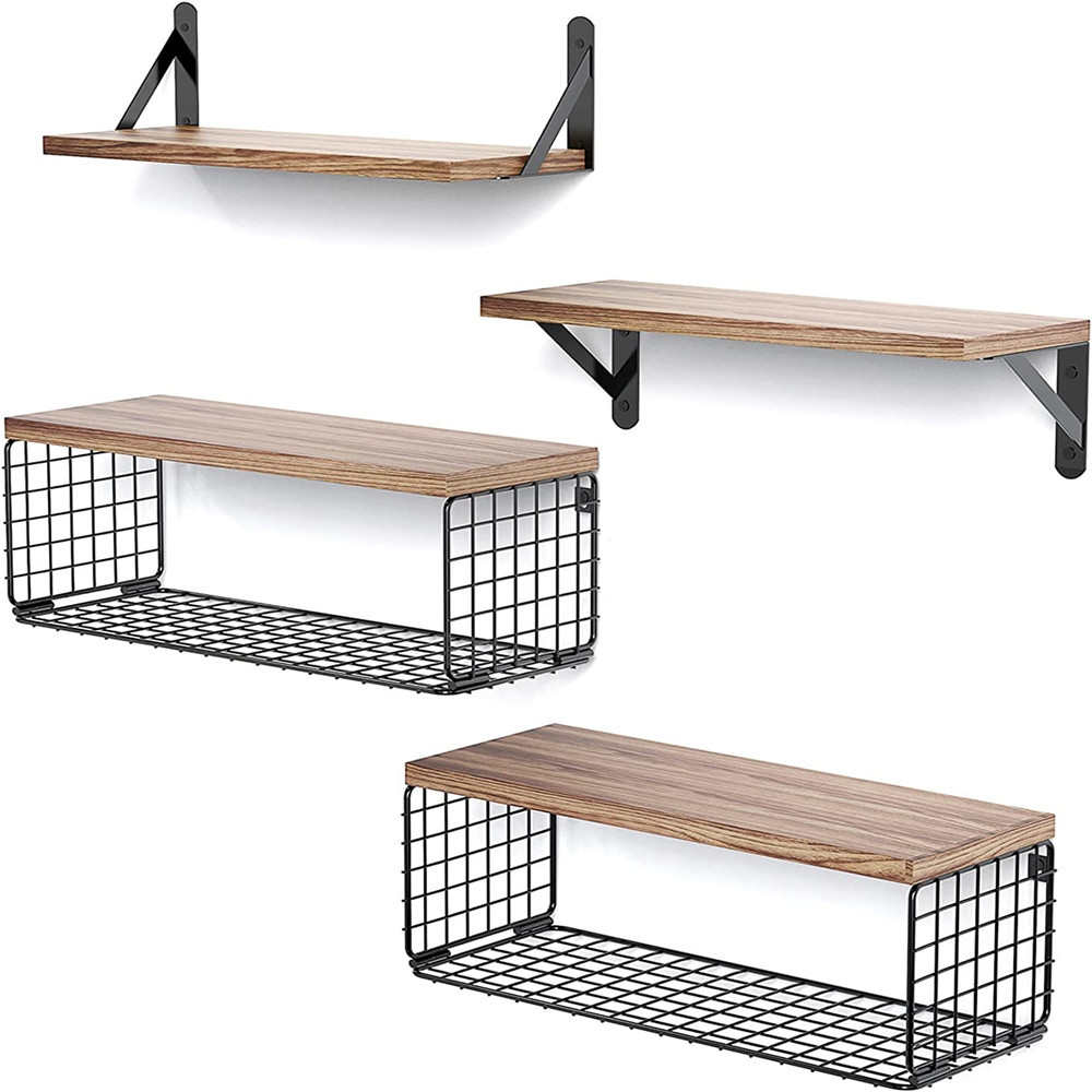 墙上壁挂式置物架浴室浮动隔板储物篮金属支架储物架乡村农舍壁架