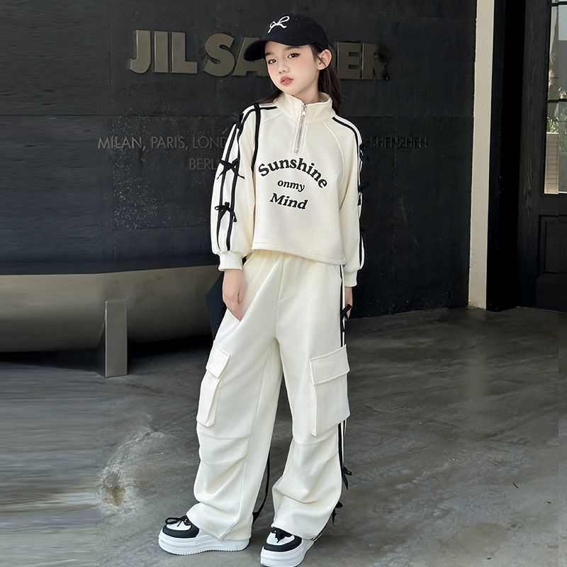 女生中大童时尚秋装初中生运动两件套衣服春秋女童休闲工装裤套装