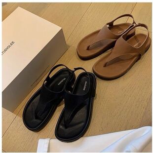 女真皮 复古夹趾平底小众罗马风凉鞋 葡萄妈同款 极简气质人字拖鞋