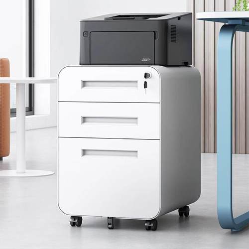 办公桌下柜移动文件柜矮柜三抽屉储物柜活动柜钢制带锁收纳密码锁