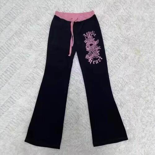 Women's Knitted Fabric Colorblock Print Flare Pants Set