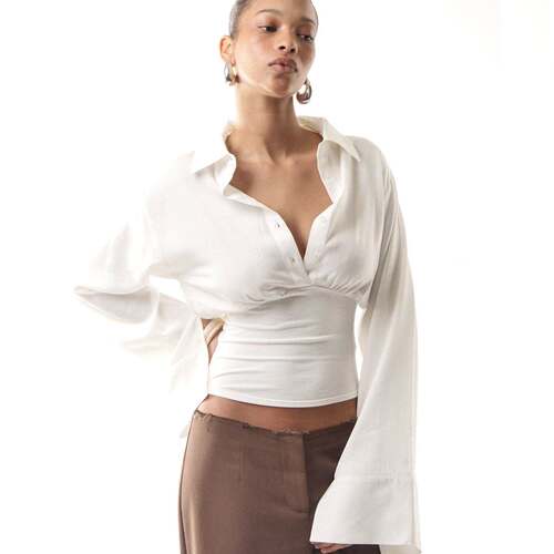Women's Elegant Long Sleeve Button Front Shirt Blouse