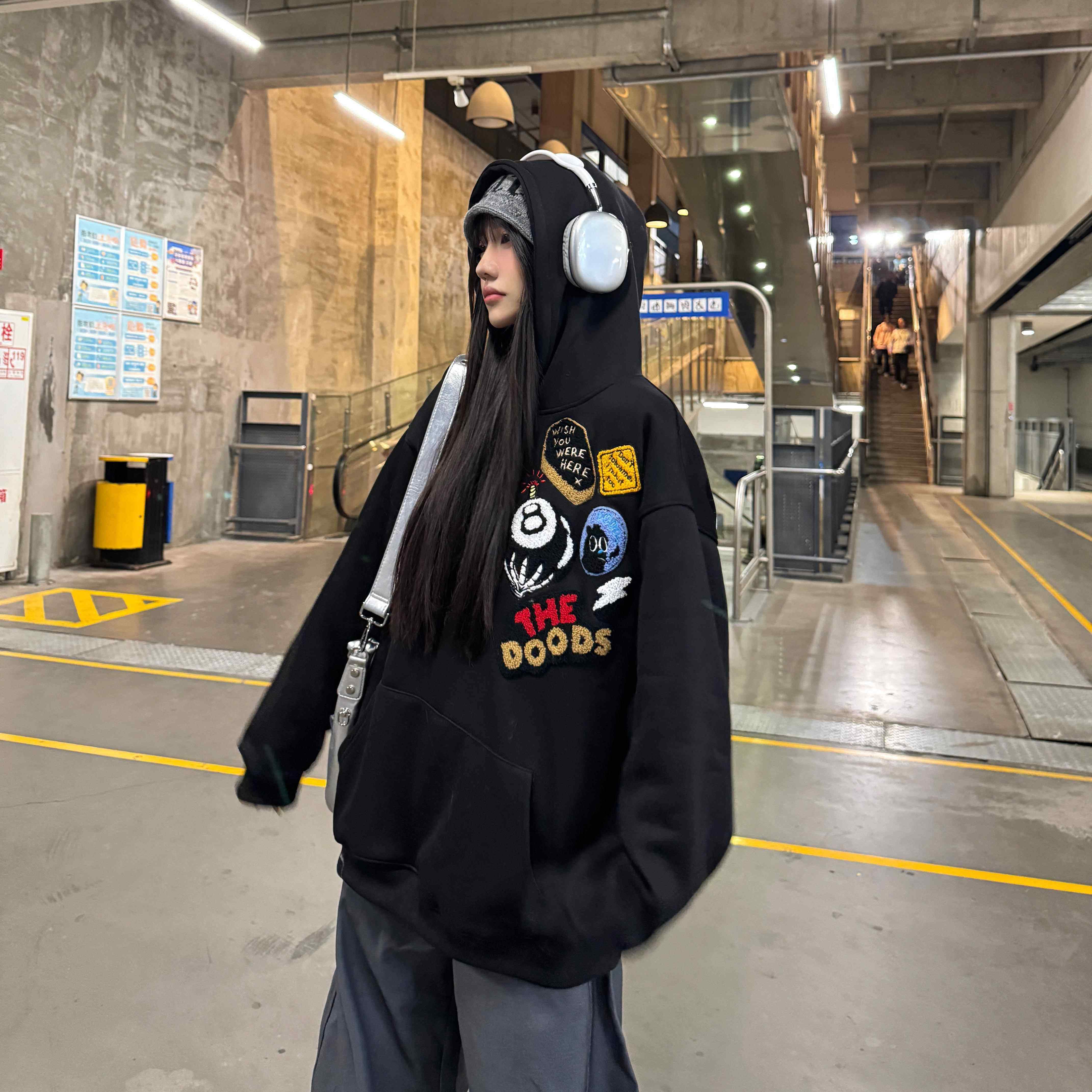 Amoeba国潮美式复古植绒刺绣加绒加厚连帽卫衣男女宽松街头帽衫,个性定制/设计服务/DIY,棉服工装,淘宝优惠券,粉丝福利购,淘宝优惠卷