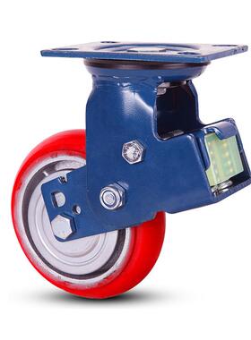 厂销 5寸6寸8寸弹簧减震脚轮 铁芯聚氨酯PU万向轮 重型铸铁定向轮