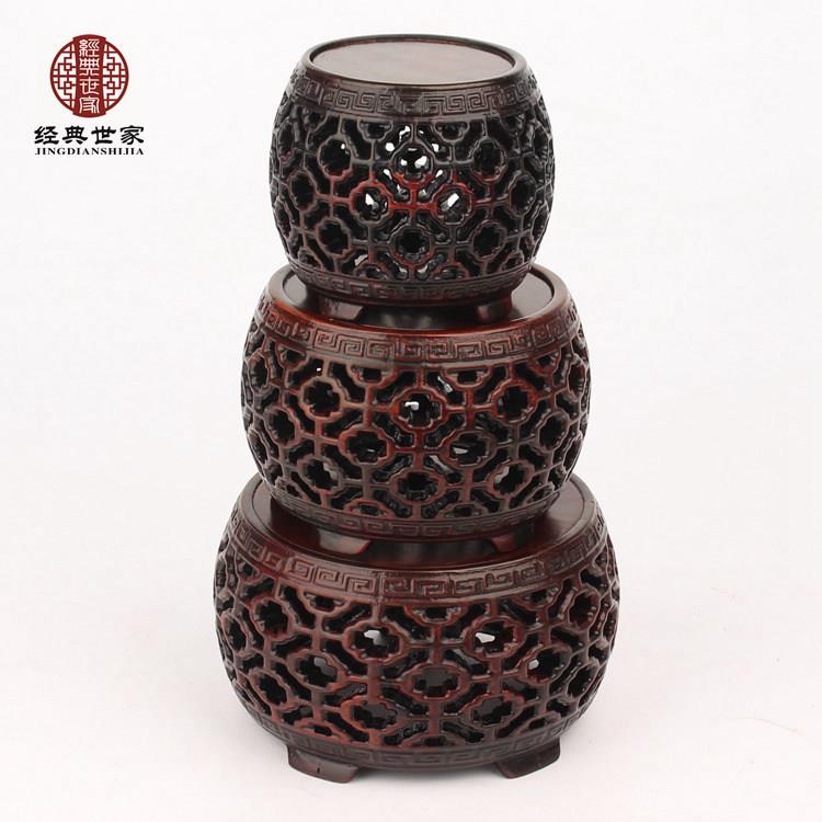 红酸枝鼓凳圆形玉石底座实木底座古玩摆件底座红木工艺品