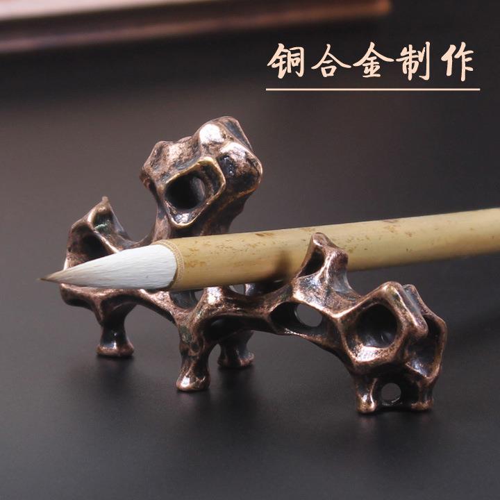 新款直销创意太湖石茶夹养壶笔架紫铜茶搁架铁壶盖置复古功夫茶具
