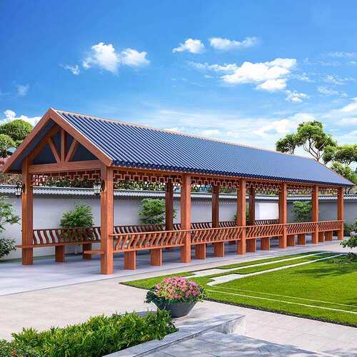 户外长廊凉亭庭院别墅铝合金仿古建亭子铝琉璃复古瓦景观凉亭厂家