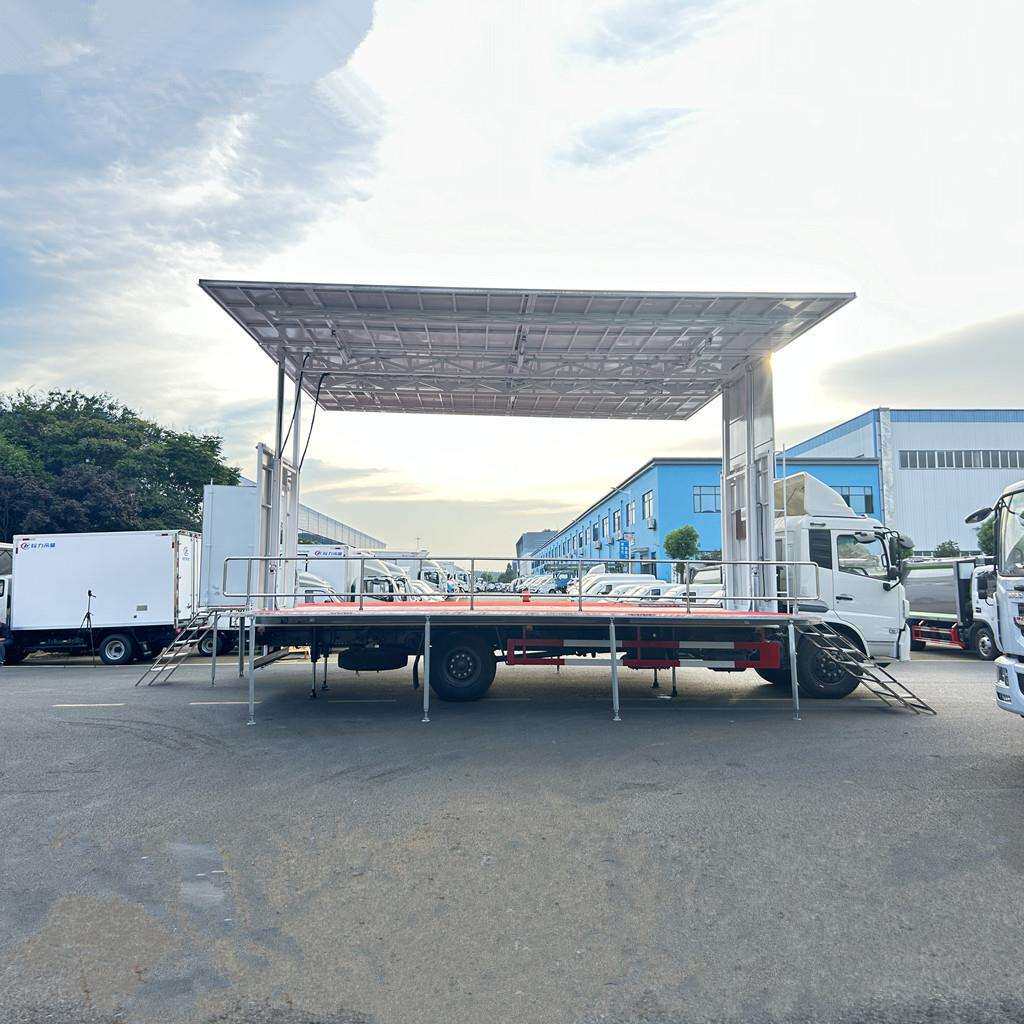 东风天锦9.6米全自动遥控舞台车 江淮户外活动演出路演车三面展开