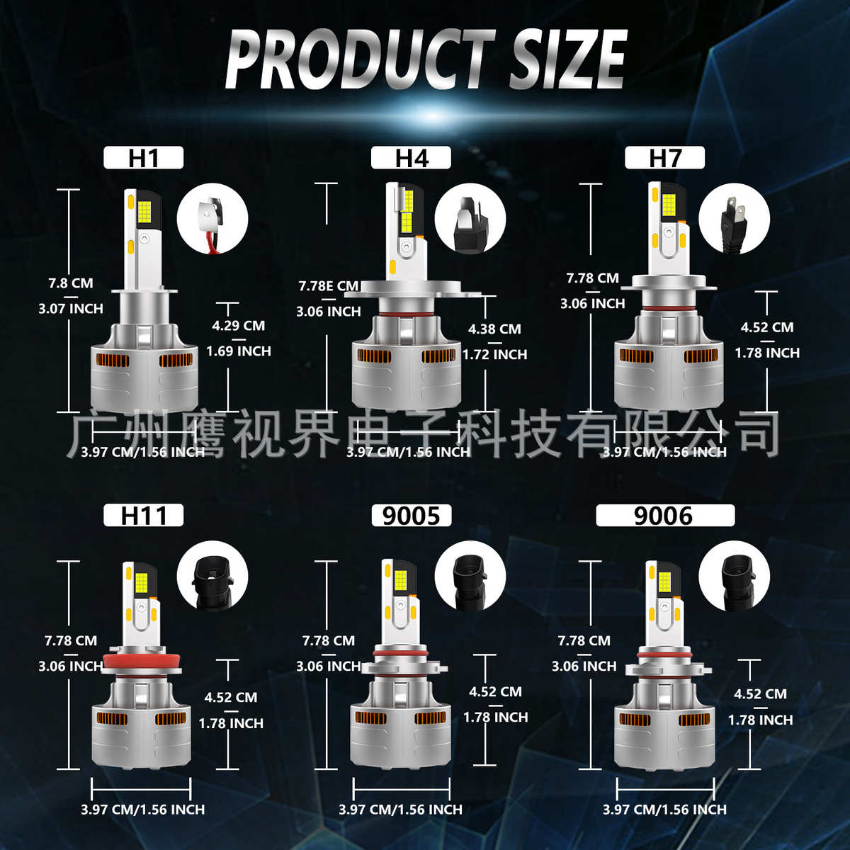 大功率汽车led大灯四铜管散热H4/H7/H11超亮前照车灯灯泡改装