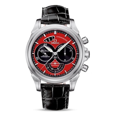 [9.8新]欧米茄碟飞系列手表红黑表盘计时自动机械男表4851.61.31