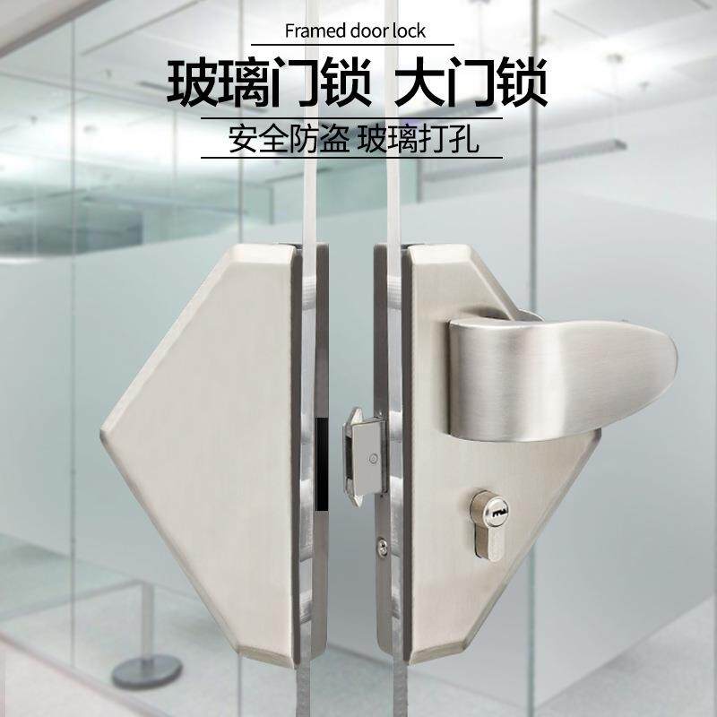 雄业920单门双门玻执执手大门锁左右手锁不920锈锁钢玻璃璃打孔门