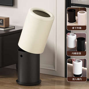 小号不锈钢简约客厅无盖垃圾桶高档轻厕所奢家用卫生间酒店卧室