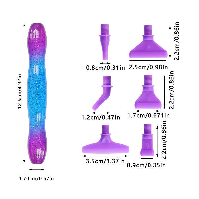 钻石画新款树脂螺纹点钻笔彩色塑料笔头点钻头钻石绣工具套装