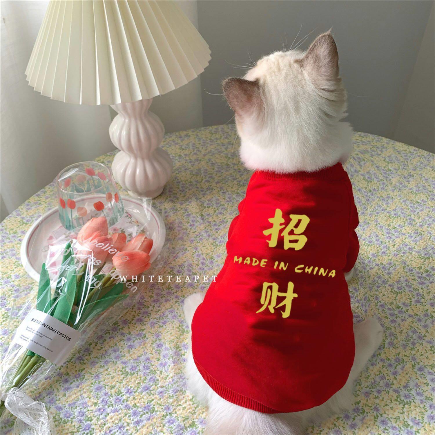 宠物猫衣服冬季喜庆新年防掉毛加绒保暖布偶猫无毛猫冬天卫衣