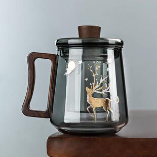 玻璃茶杯个人专用茶水过滤分离杯子女男水杯带盖子办公室喝茶泡茶