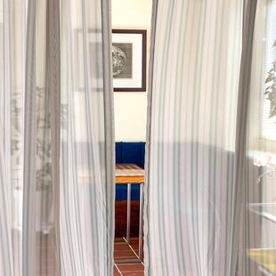 覆古条纹透光窗帘ins风雪纺纱窗纱飘窗帘布门帘飘逸窗幔阳台纱帘