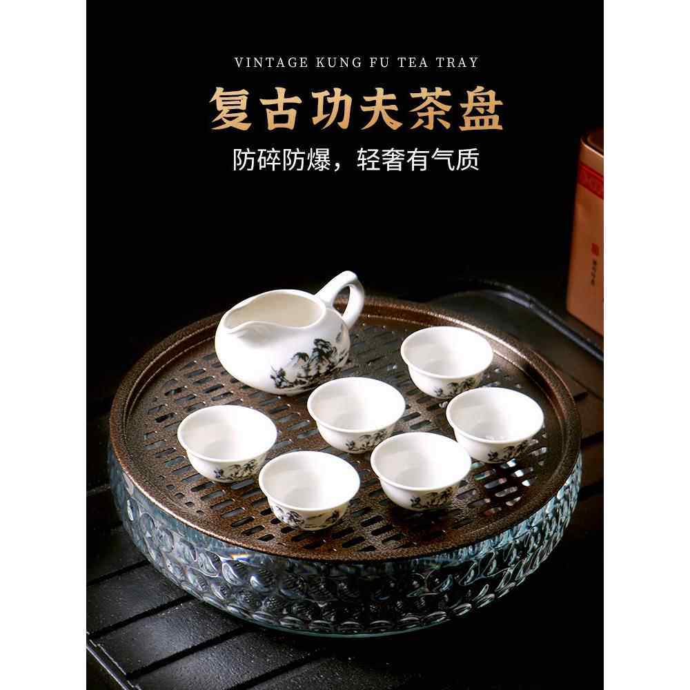 茶盘家用功夫茶办公电脑迷你排水储存茶桌圆壶与干泡茶桌拖托盘